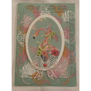 Handmade Flamingo Happy Birthday Card